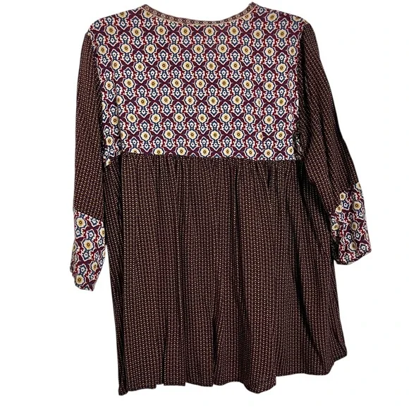 Umgee Boho‎ Tunic Top Boho Medallion Print Embellished Coins 3/4 Seve Sz L - Picture 8 of 8